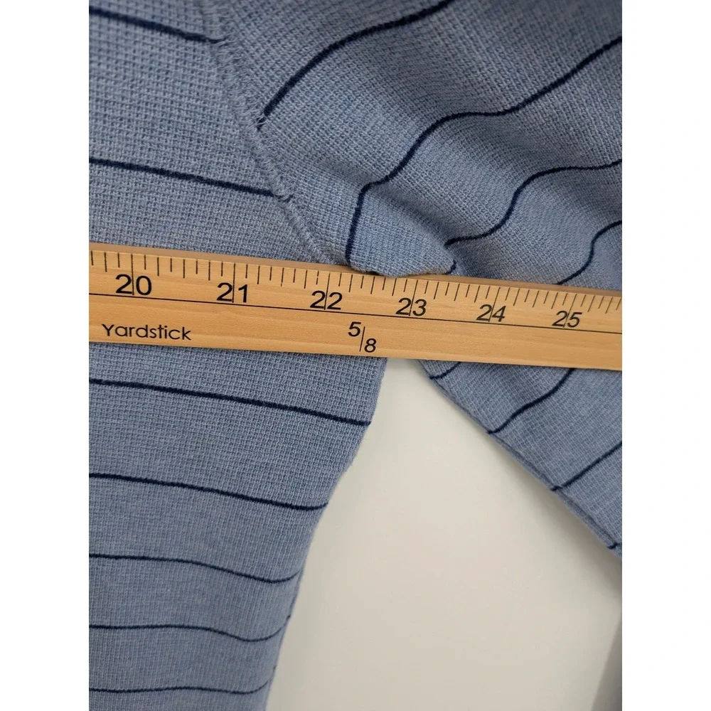 Banana Republic Y2K Henley Men XL‎ Blue Striped Long Sleeve Waffle Knit Thermal